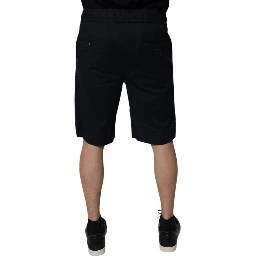 Black Cotton Sweatshorts Men Bermuda Shorts