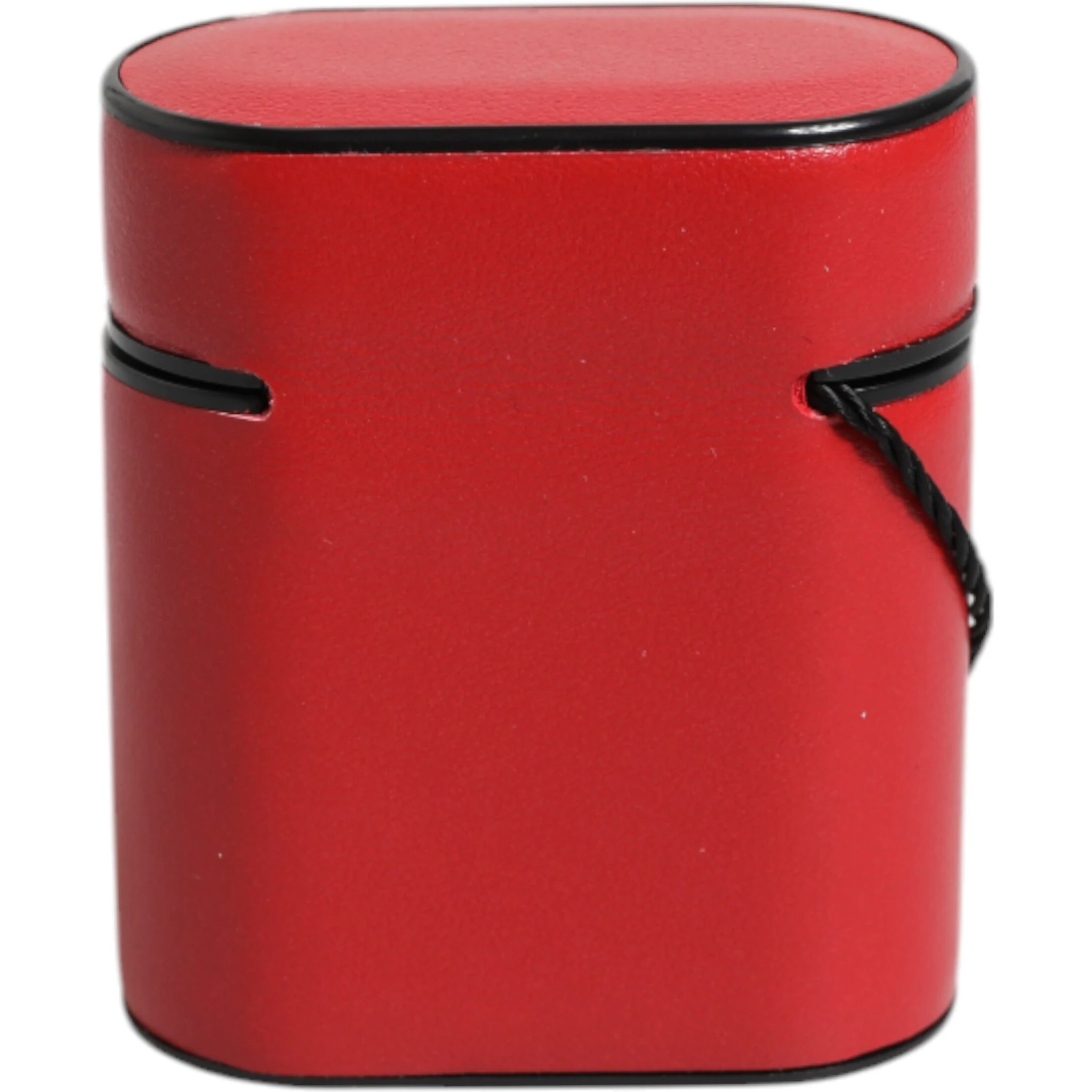 Red Calfskin Leather Logo Print Flip Holder Airpods Case