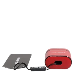 Red Calfskin Leather Logo Print Flip Holder Airpods Case