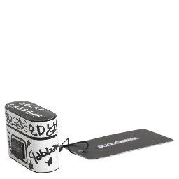 Black White Leather Scribble Embossed Logo Airpods Case
