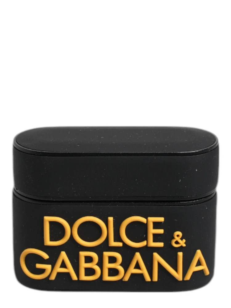 Black Yellow Silicone Embossed Logo Airpods Case