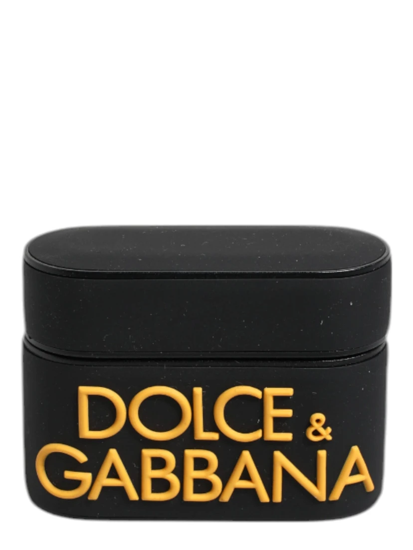 Black Yellow Silicone Embossed Logo Airpods Case