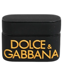 Black Yellow Silicone Embossed Logo Airpods Case