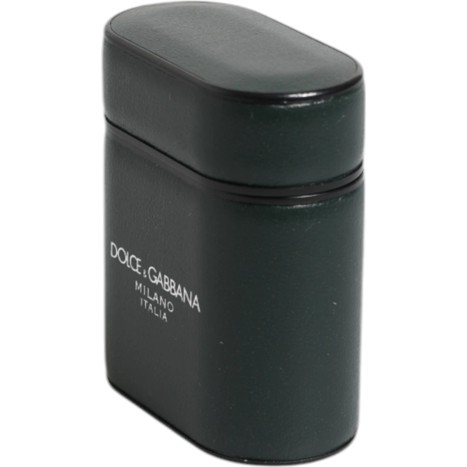 Green Calfskin Leather Logo Print Flip Holder Airpods Case