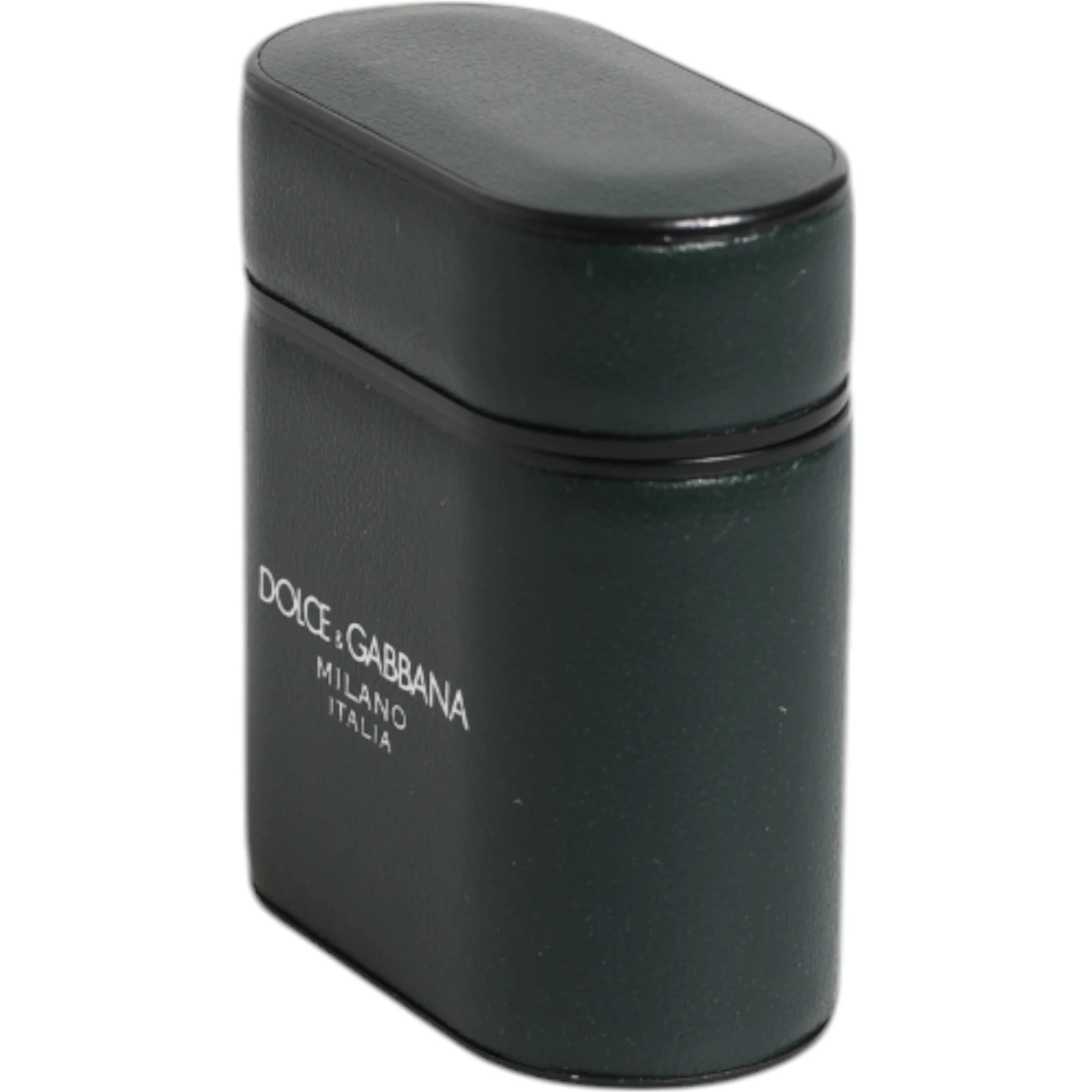 Green Calfskin Leather Logo Print Flip Holder Airpods Case