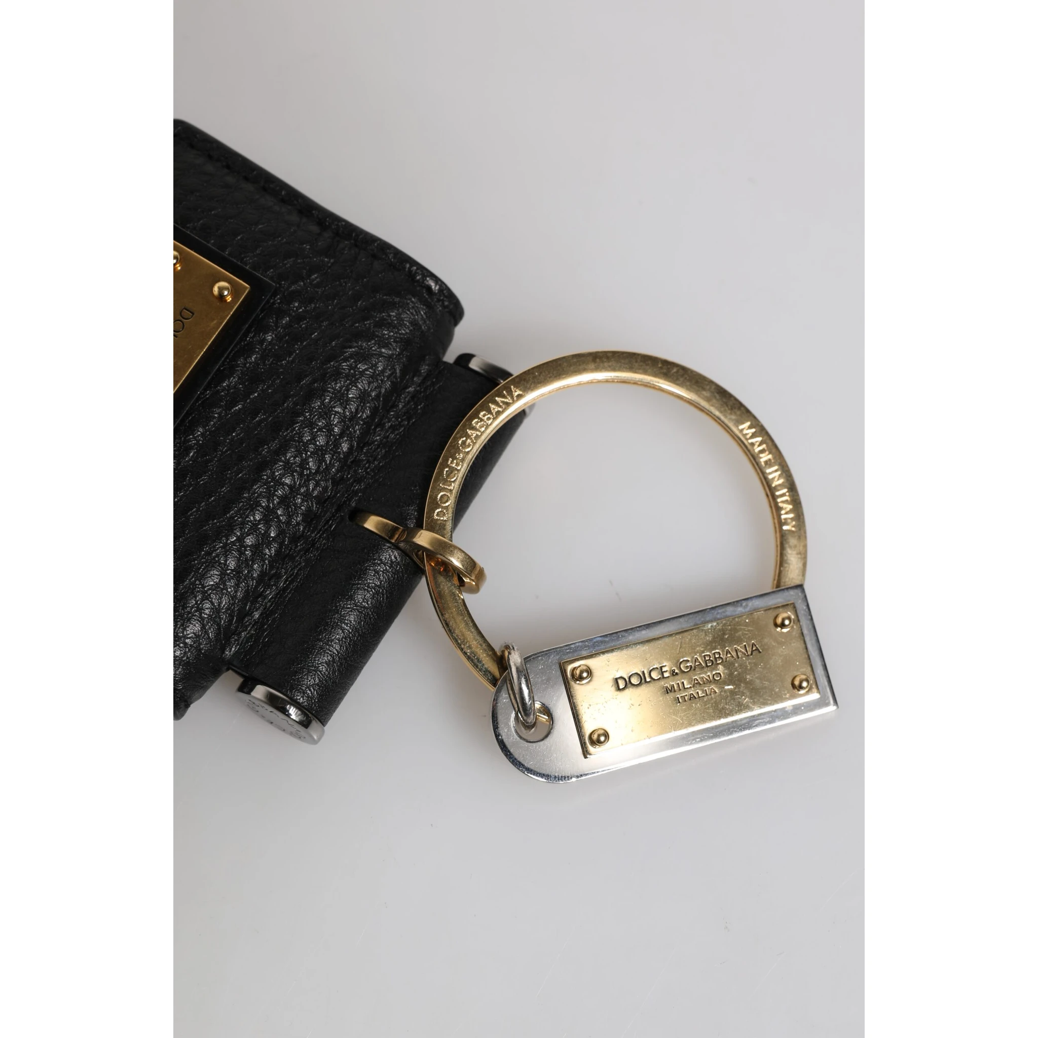 Black Leather Strap Gold Metal Logo Plaque Airpods Case