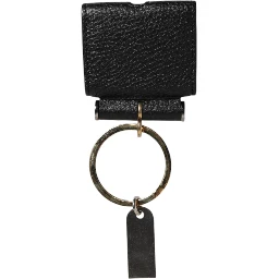 Black Leather Strap Gold Metal Logo Plaque Airpods Case