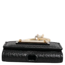 Black Leather Strap Gold Metal Logo Plaque Airpods Case