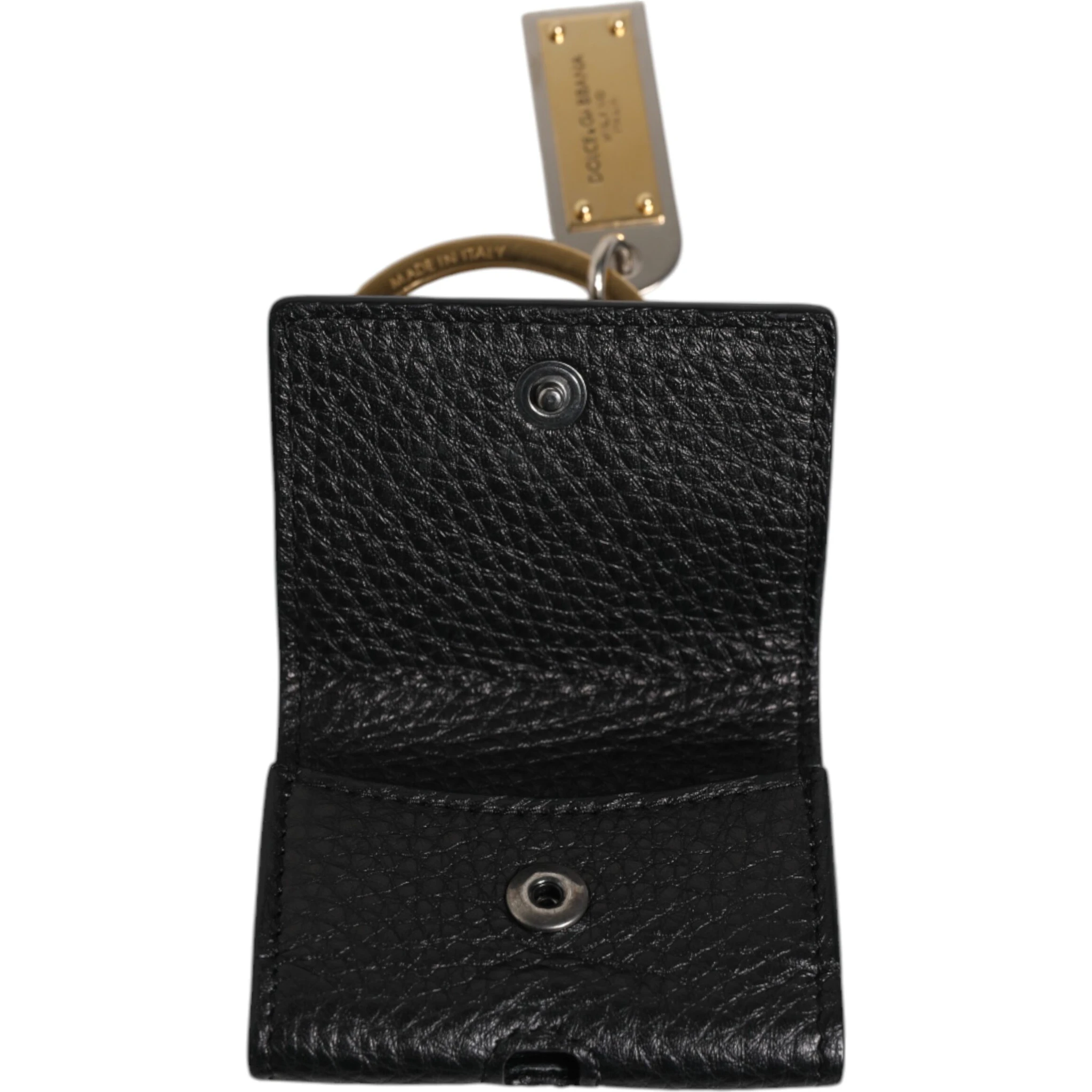 Black Leather Strap Gold Metal Logo Plaque Airpods Case