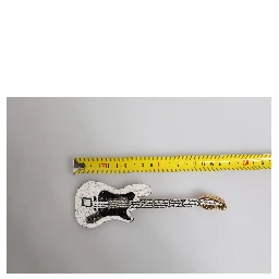 Gold Brass Logo Beaded Guitar Pin Brooch