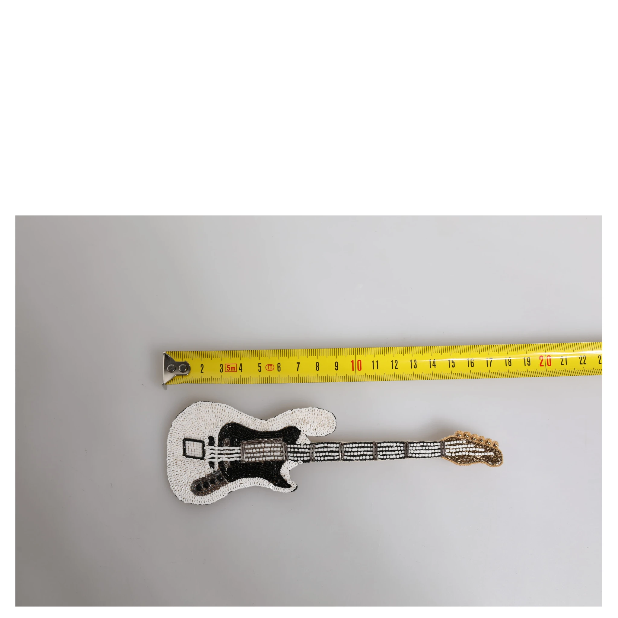 Gold Brass Logo Beaded Guitar Pin Brooch