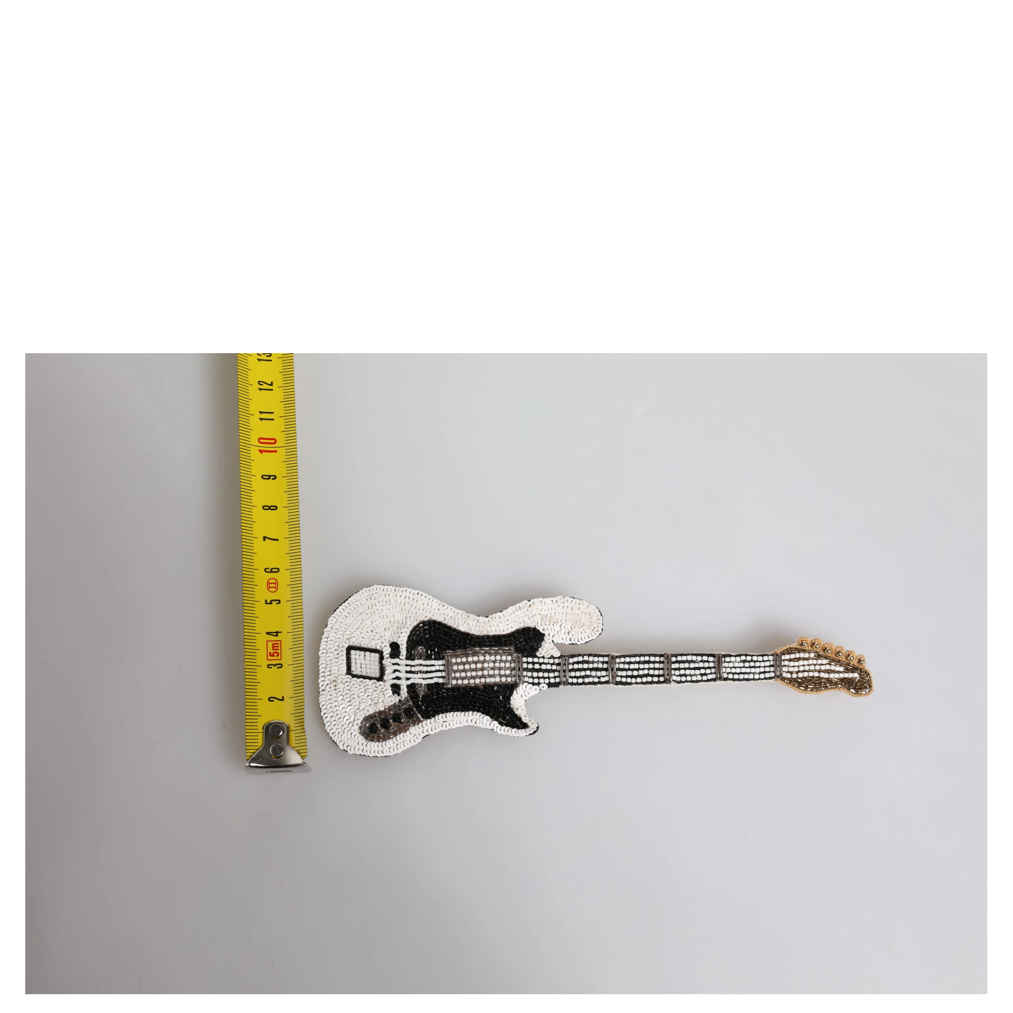 Gold Brass Logo Beaded Guitar Pin Brooch