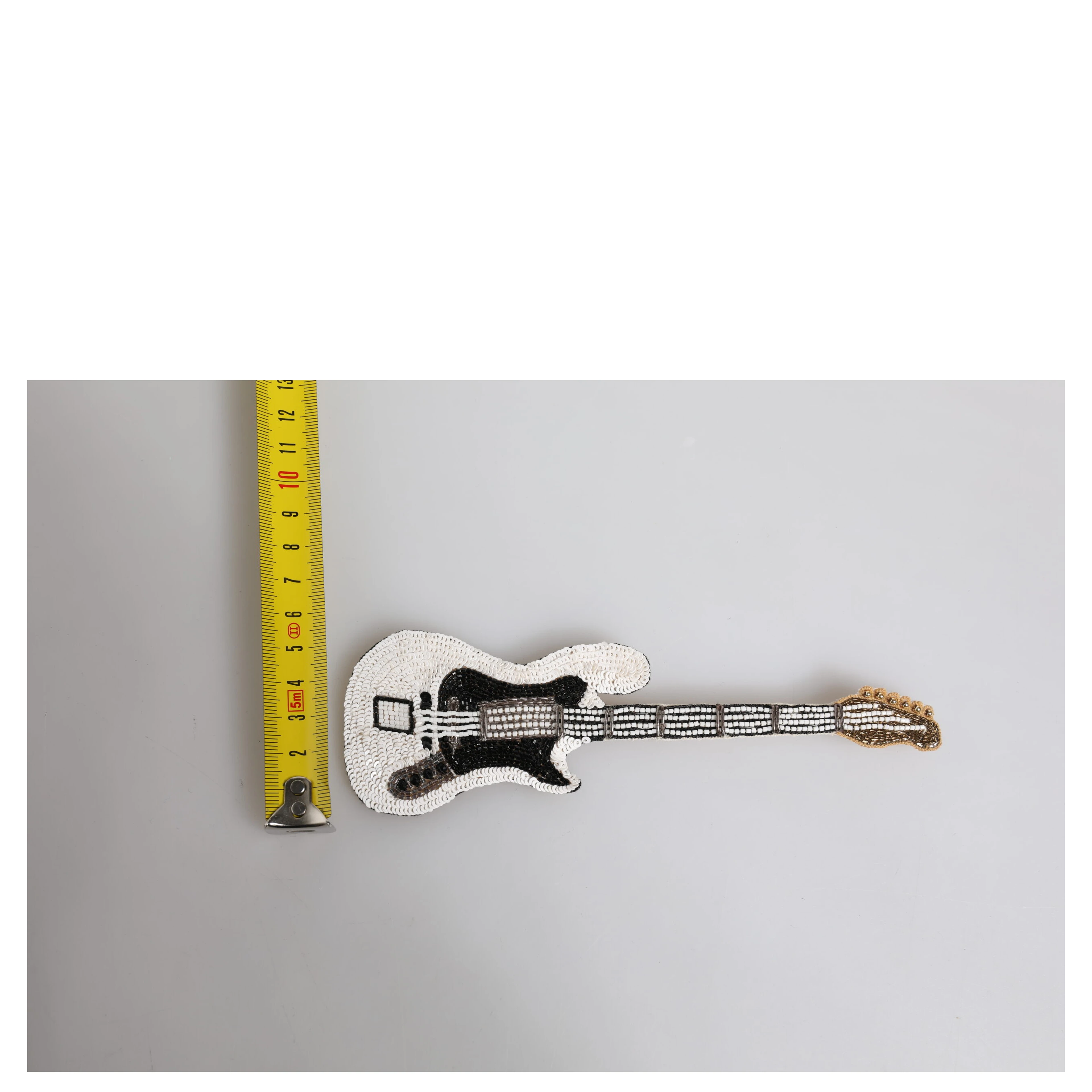 Gold Brass Logo Beaded Guitar Pin Brooch