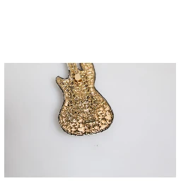 Gold Brass Logo Beaded Guitar Pin Brooch