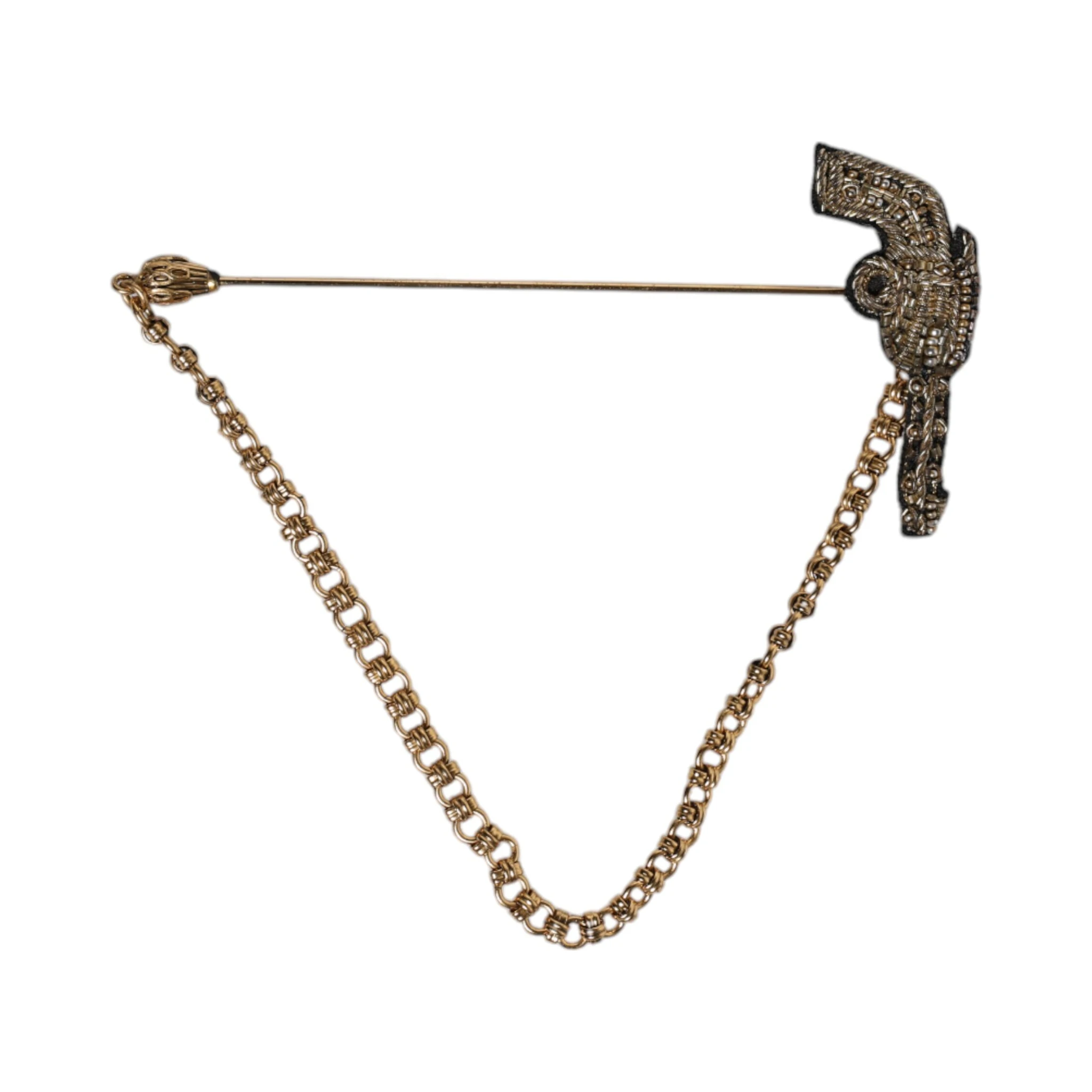 Black Gold Brass Copper Revolver Brooch Lapel Pin