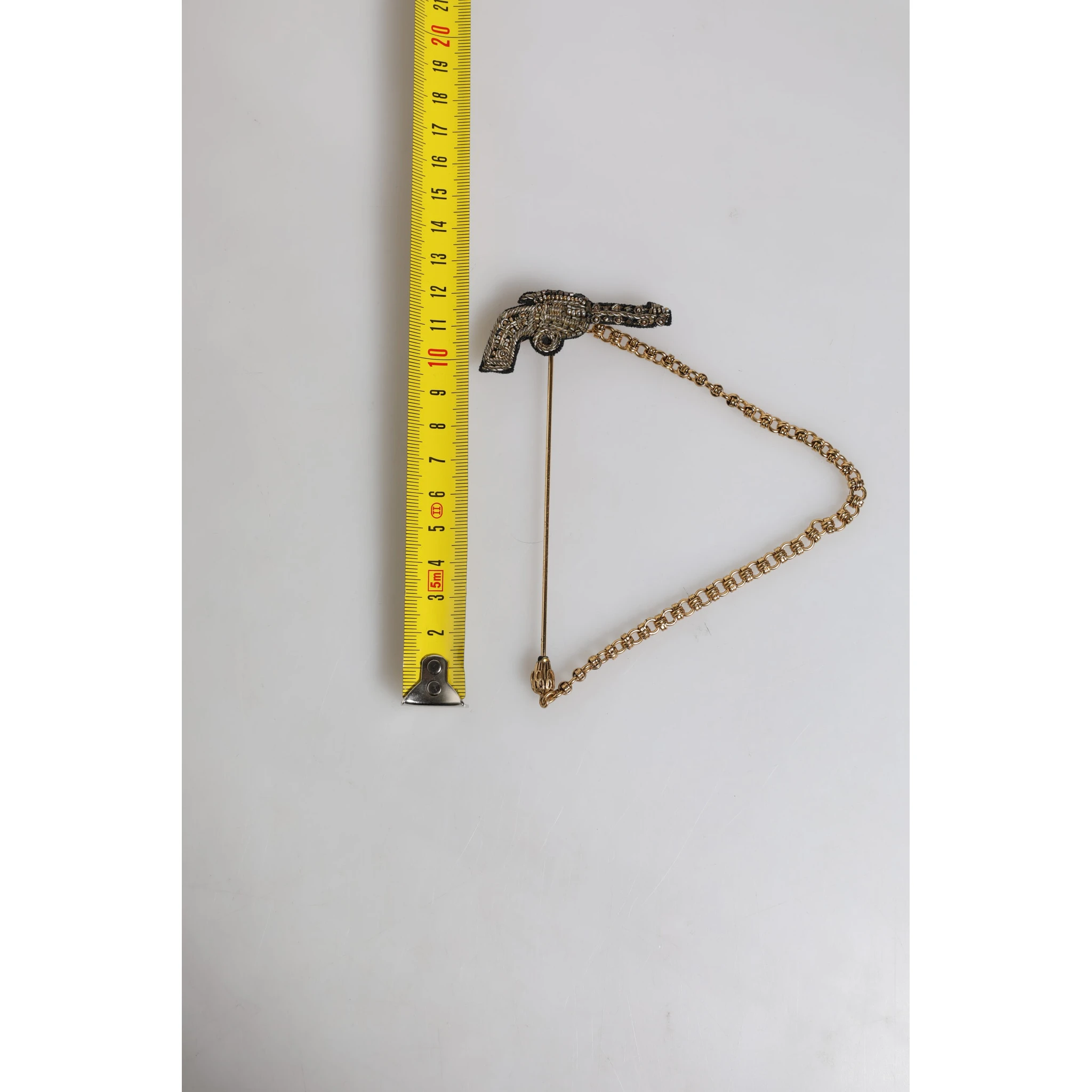 Black Gold Brass Copper Revolver Brooch Lapel Pin