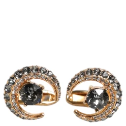 Brass Gold Black Crystal Luna Cufflink