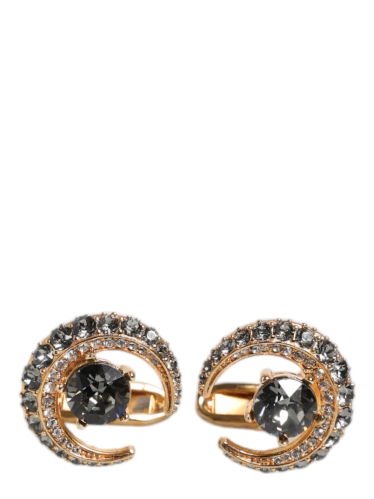 Brass Gold Black Crystal Luna Cufflink alternative