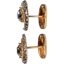 Brass Gold Black Crystal Luna Cufflink