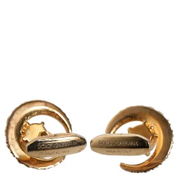 Brass Gold Black Crystal Luna Cufflink