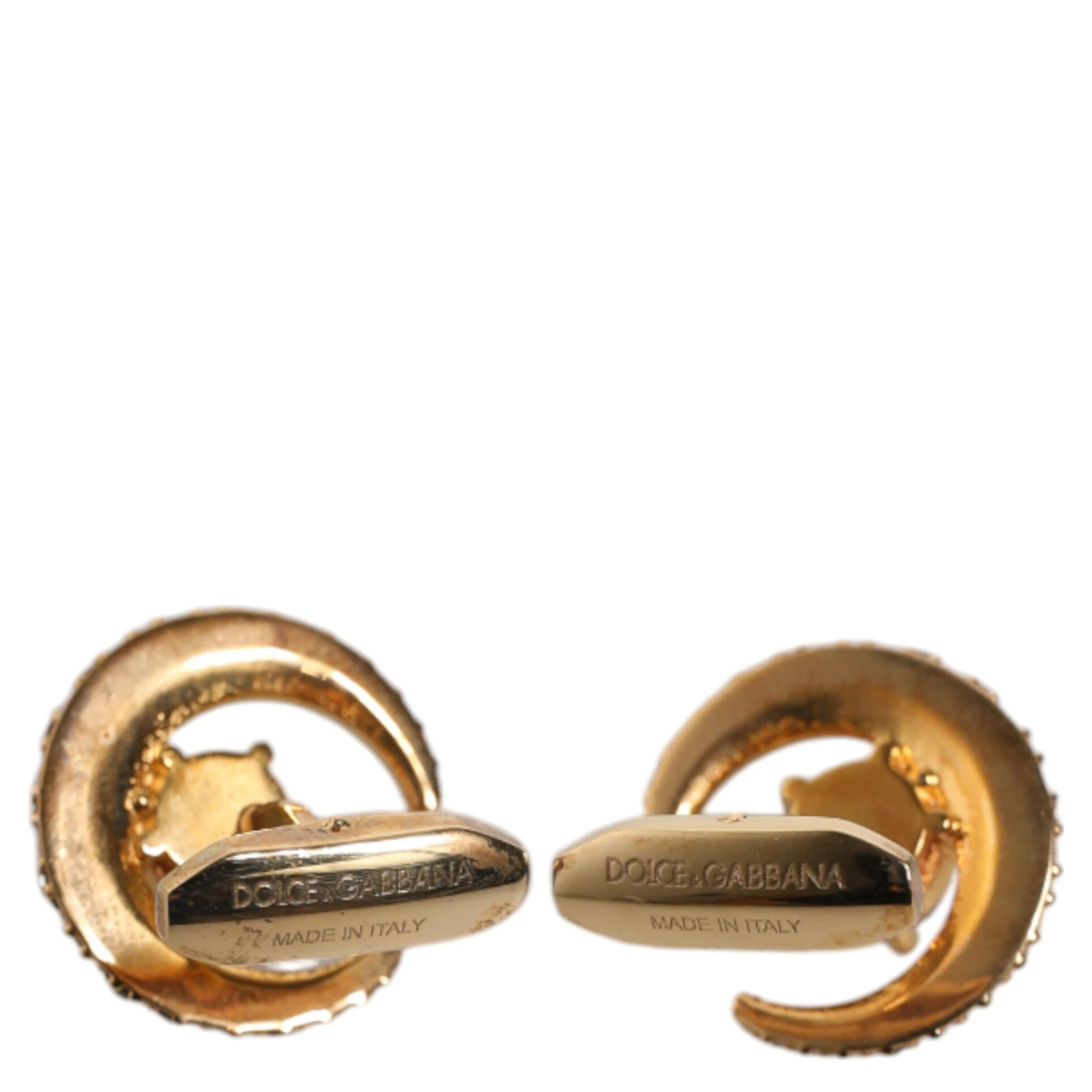 Brass Gold Black Crystal Luna Cufflink