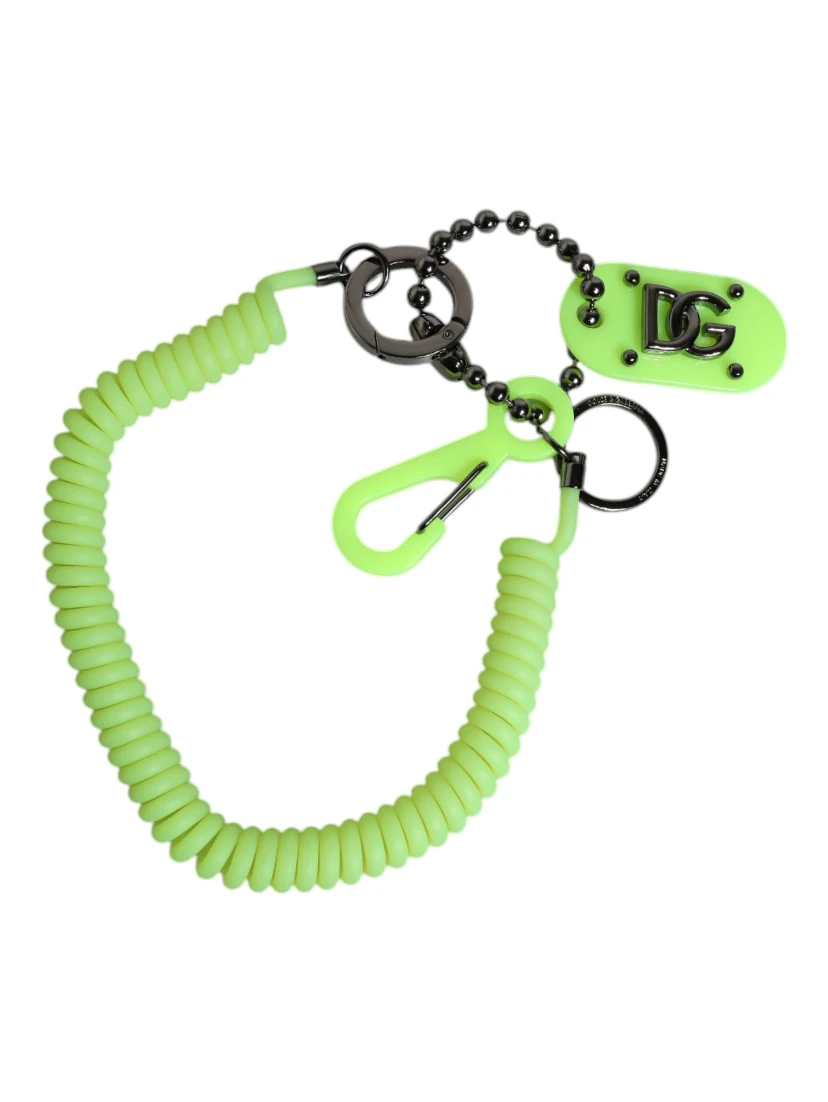 Green Springy Key Holder DG Logo Men's Keychain Keyring