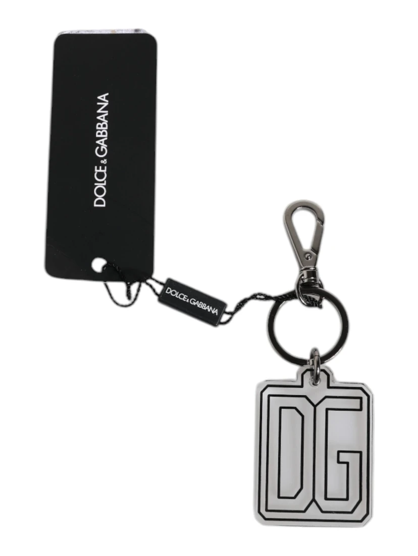 Gray Black DG Rubber Logo Silver Men's Keychain Keyring