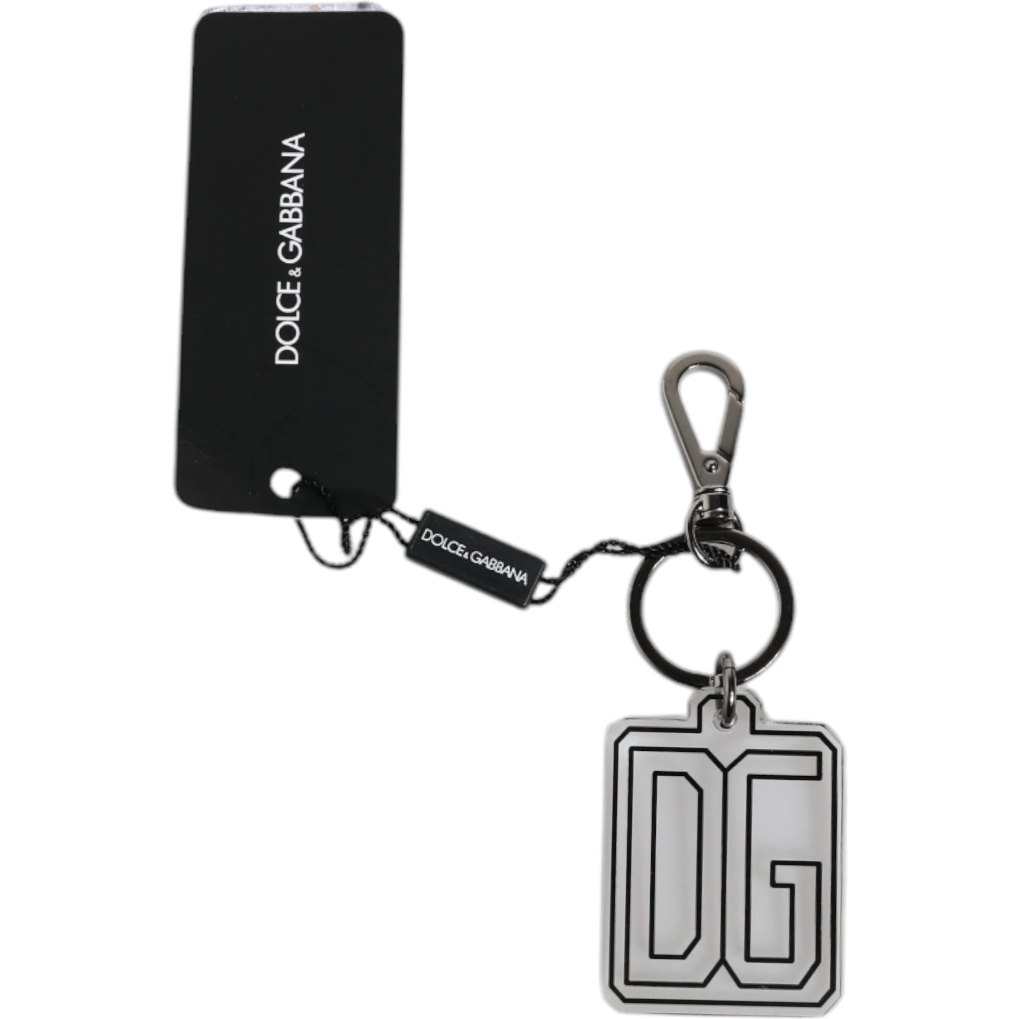 Gray Black DG Rubber Logo Silver Men's Keychain Keyring