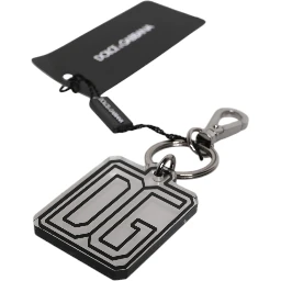 Gray Black DG Rubber Logo Silver Men's Keychain Keyring
