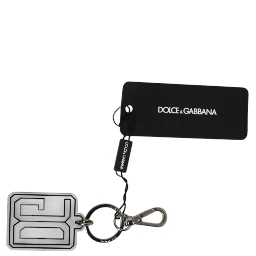 Gray Black DG Rubber Logo Silver Men's Keychain Keyring