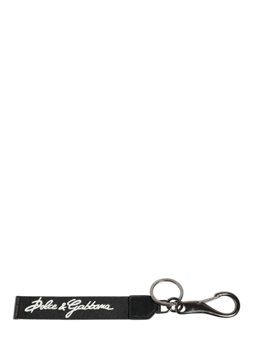 Black White DG Logo Silver Men Keychain Polyester Keyring