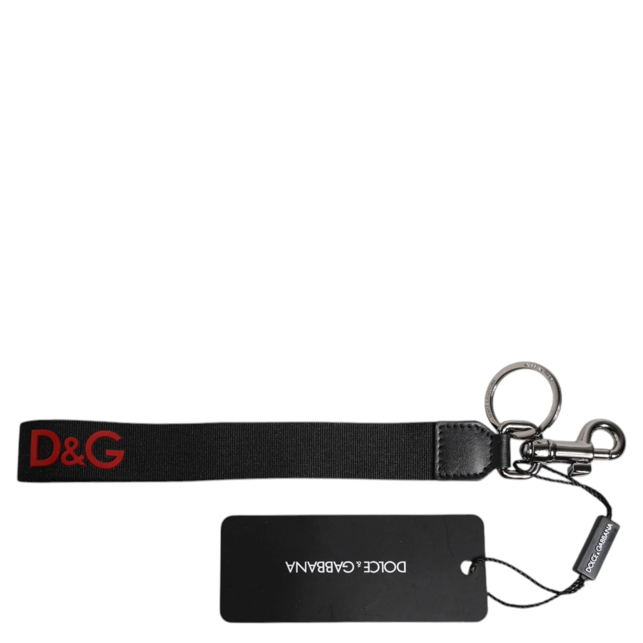 Black Logo Nylon Silver Brass Men Holder Keychain Keyring