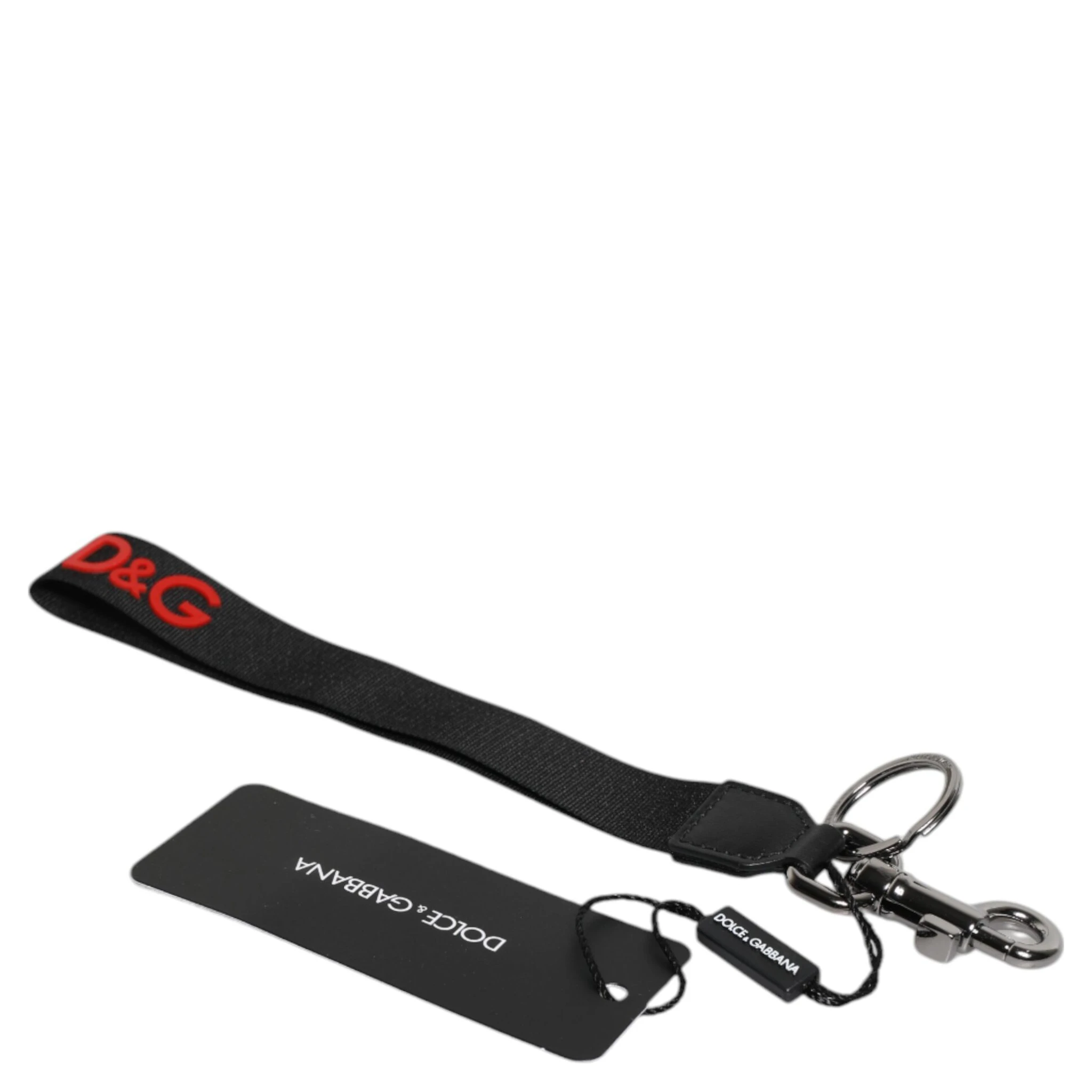 Black Logo Nylon Silver Brass Men Holder Keychain Keyring