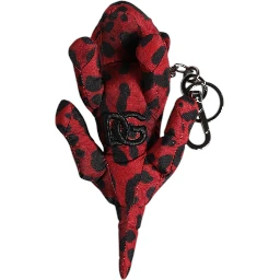 Red Black Polyester Animal Silhouette Keychain Keyring