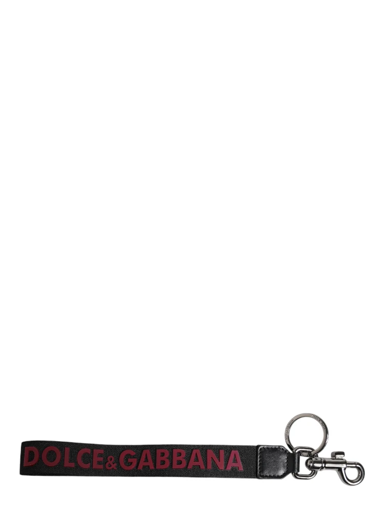 Black Logo Nylon Silver Brass Men Holder Keychain Keyring