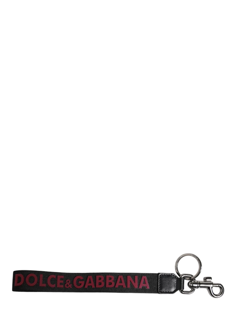 Black Logo Nylon Silver Brass Men Holder Keychain Keyring