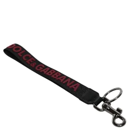 Black Logo Nylon Silver Brass Men Holder Keychain Keyring