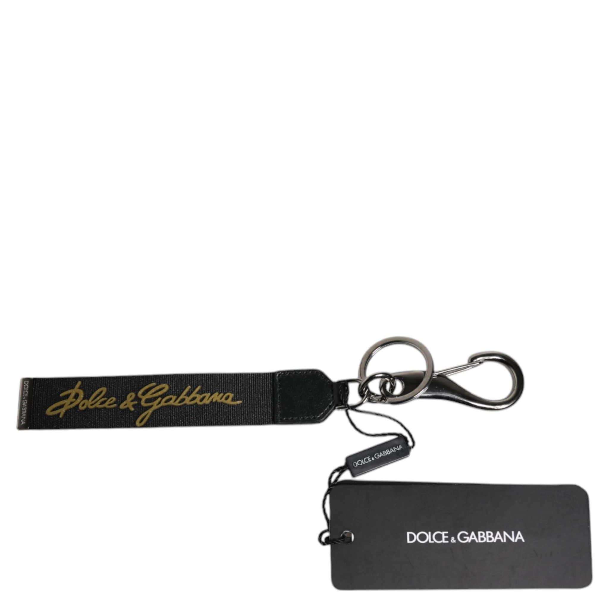 Black Logo Nylon Silver Brass Men Holder Keychain Keyring