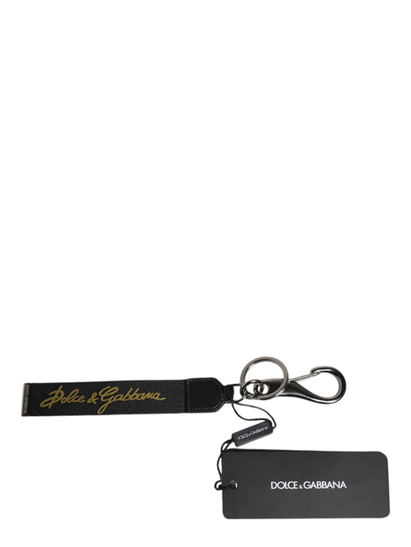 Black Logo Nylon Silver Brass Men Holder Keychain Keyring