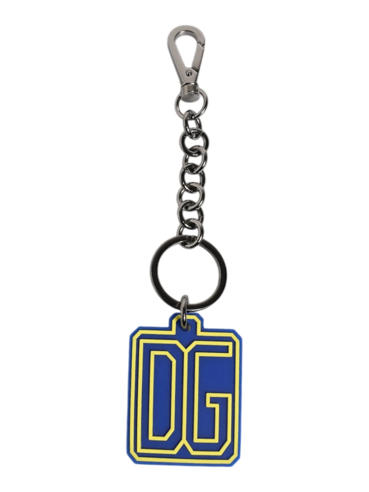 Blue Yellow DG Rubber Logo Silver Men's Keychain Keyring alternative