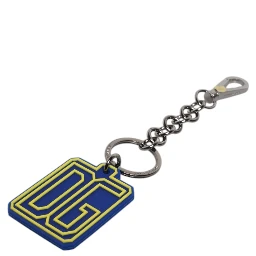 Blue Yellow DG Rubber Logo Silver Men's Keychain Keyring