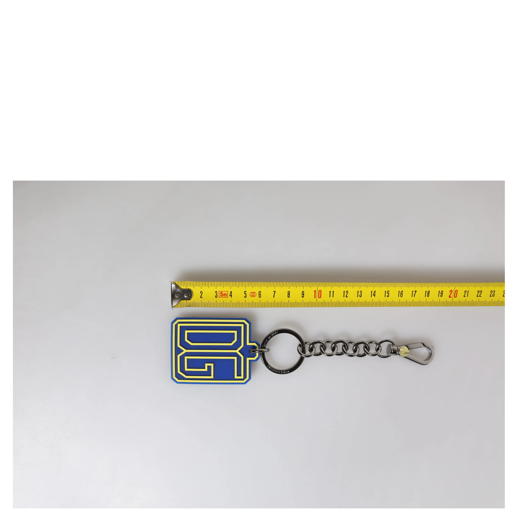 Blue Yellow DG Rubber Logo Silver Men's Keychain Keyring