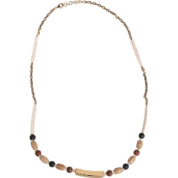 Black Gold Wooden Beaded Logo Pendant Necklace