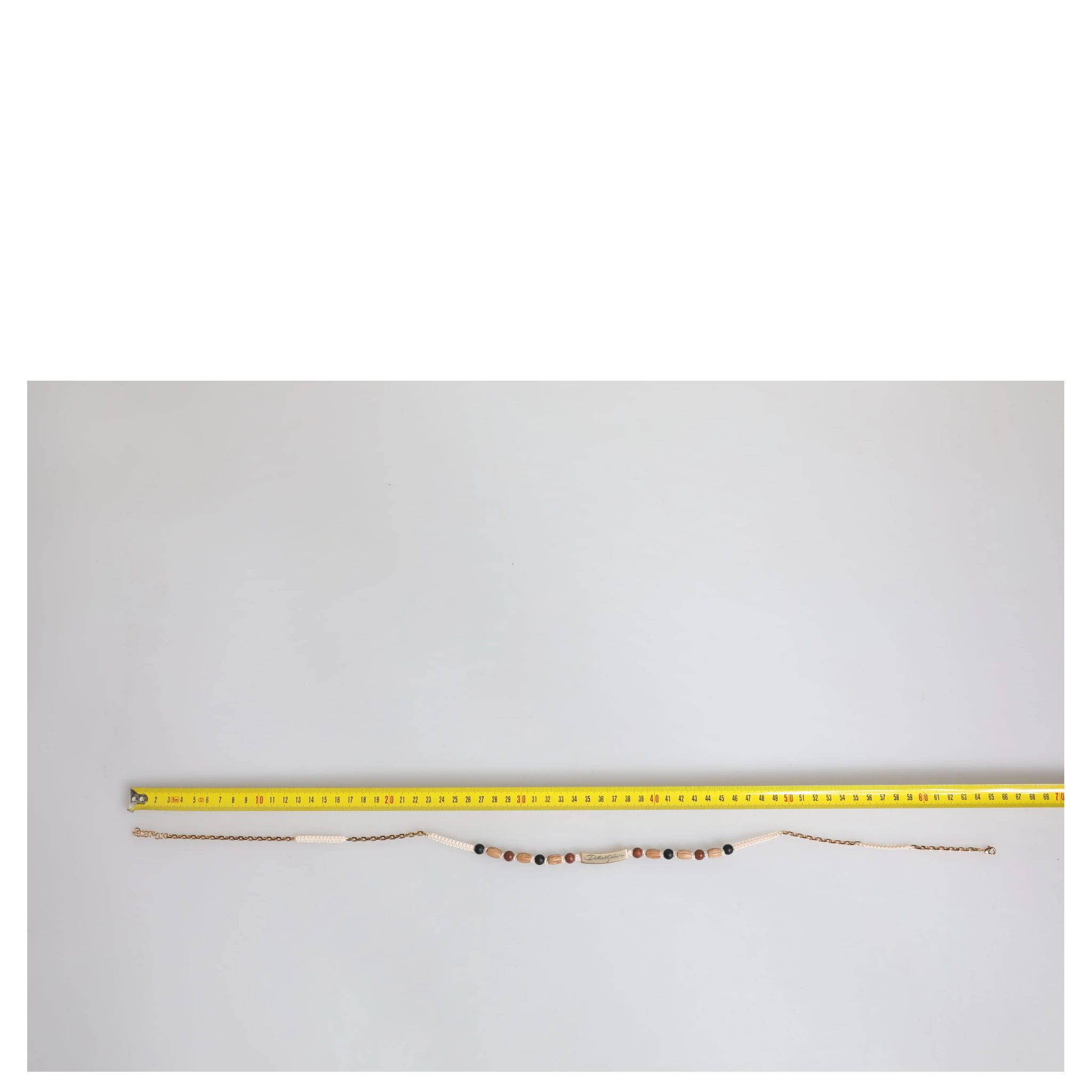 Black Gold Wooden Beaded Logo Pendant Necklace