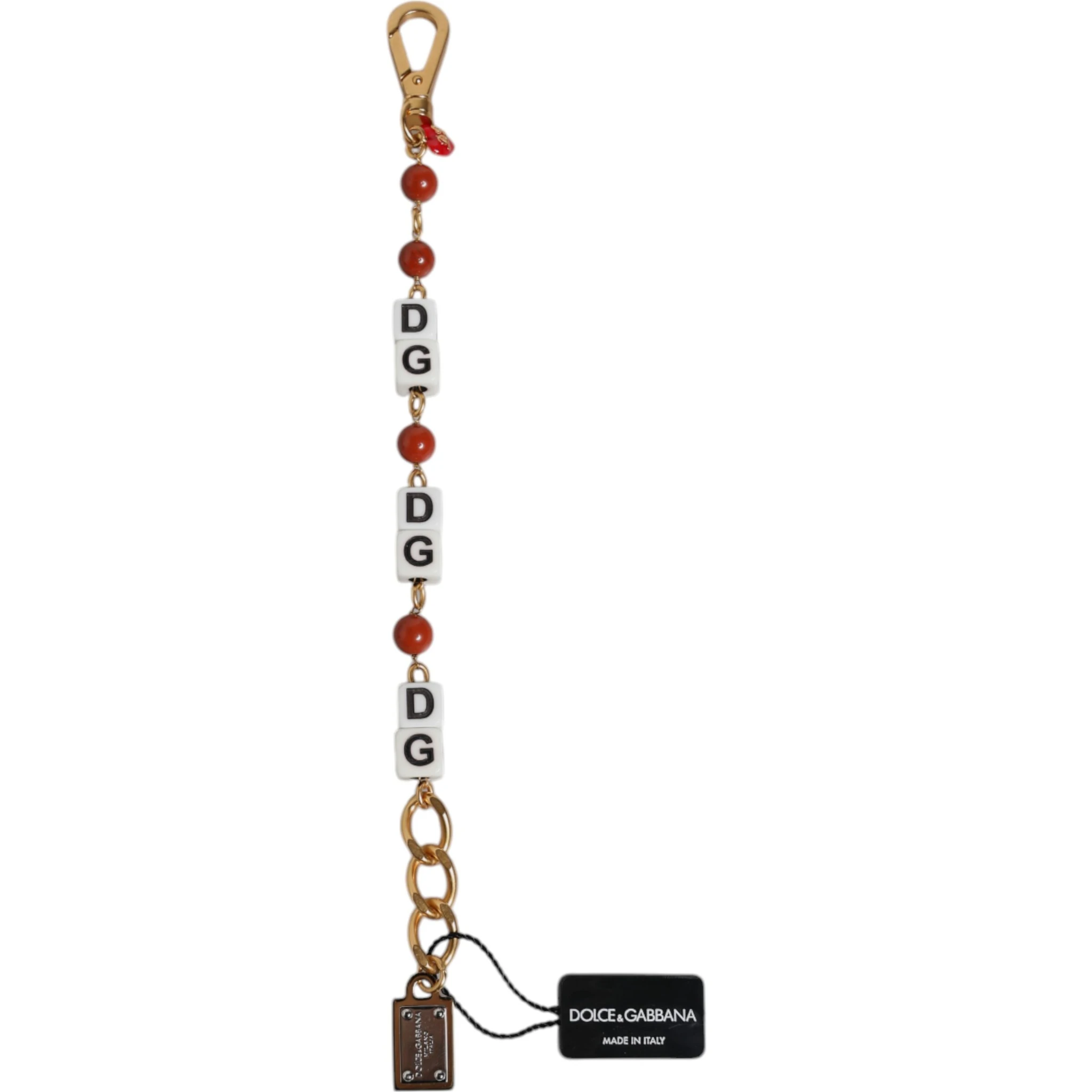 Multicolor Gold Tone Brass Chain DG Logo Dice Bracelet