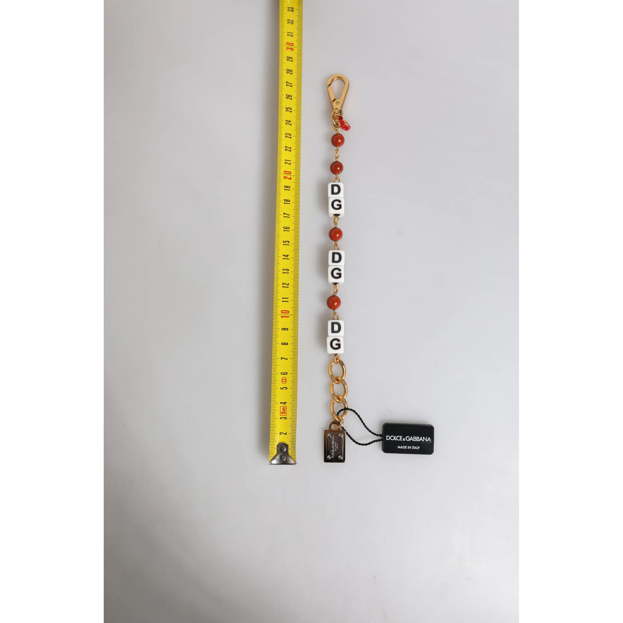 Multicolor Gold Tone Brass Chain DG Logo Dice Bracelet