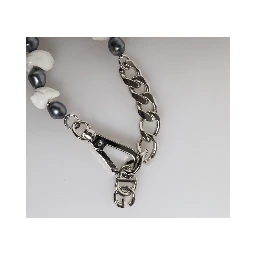 Silver Tone Brass Beaded Shell DG Logo Pendant Bracelet