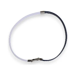Blue White Leather Trimmed DG Engraved Silver Tone Clasp Bracelet