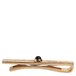 Black Sapphire Gold Tone Brass Tie Clip Bar