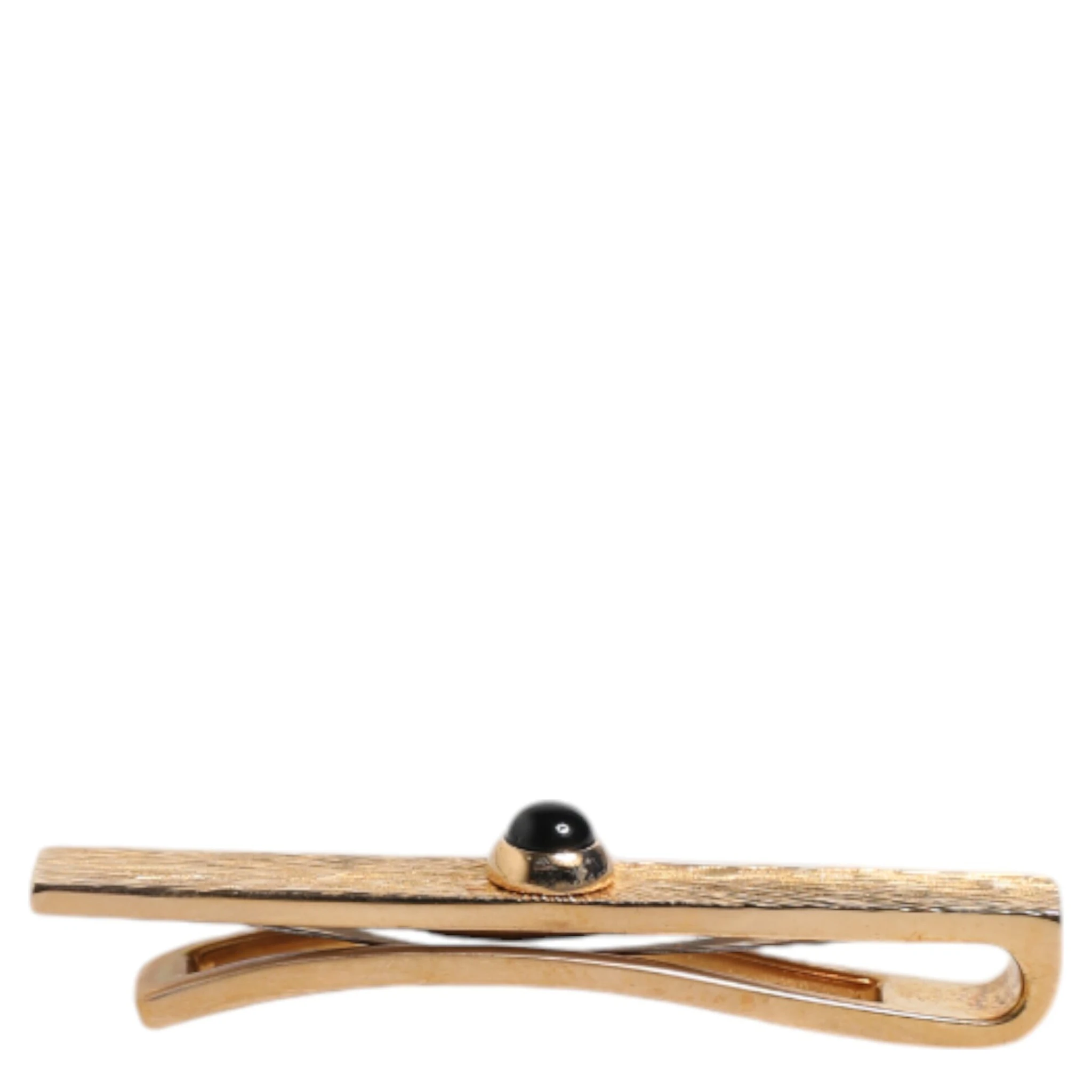 Black Sapphire Gold Tone Brass Tie Clip Bar